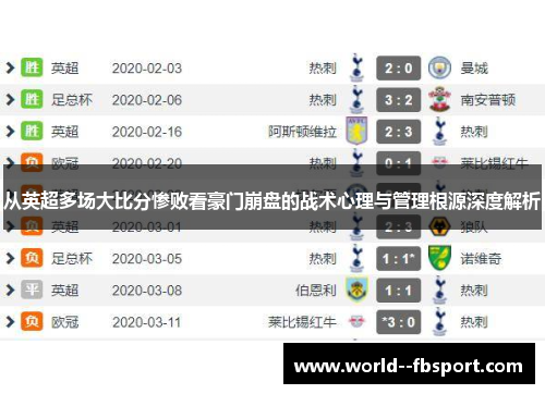 从英超多场大比分惨败看豪门崩盘的战术心理与管理根源深度解析